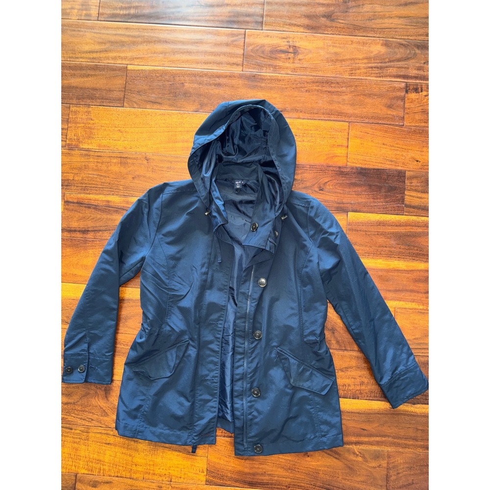 Lands End Navy Blue Hooded Anorak Jacket Women's XS P 2 4 Lightweight